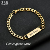 Christmas Gift Fashion Customized Words Bar Chain Bracelet For Men Stainless Steel Adjustable Engraving Name Bangle Party Jewelry