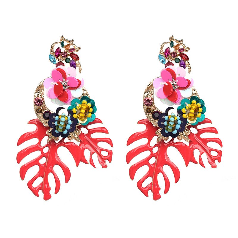 AVEURI  Fashion Jewelry Leaves Drop Earrings For Women Multicolored Dangle Earrings Accessories Brincos