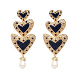 AVEURI  Ethnic Statement Earrings Jewelry Heart Crystal Dangle Brincos Big Black Boho Earrings For Women