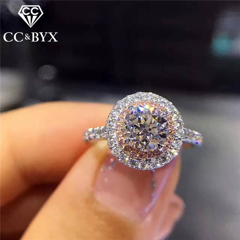 Christmas Gift  Ring Wedding Rings For Women Charms Princess Bijoux Pink Stone Bridal Engagement Jewelry Drop Shipping CC593