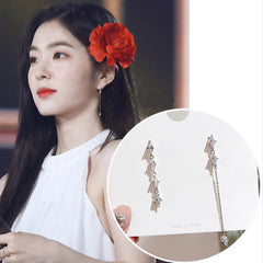 Aveuri New Korean TV Star Zircon Cute Asymmetric Drop Earrings Fashion Women Elegant Rhinestone Long Line Pendientes Jewelry Girl Gifts