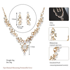 Vintage Simulated Pearl Jewelry Sets for Women 2023 Fashion Flower Statement Necklace and Earring Set Wedding Party Accessories