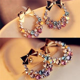 Christmas Gift 2023 Fashion Crystal Earrings For Women Rhinestones Stud Earring Bow Earings Colorful Vintage Jewelry Christmas gift
