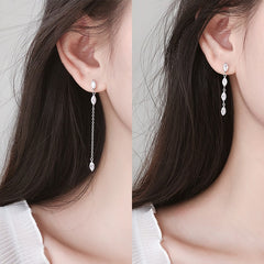 Aveuri New Korean TV Star Zircon Cute Asymmetric Drop Earrings Fashion Women Elegant Rhinestone Long Line Pendientes Jewelry Girl Gifts