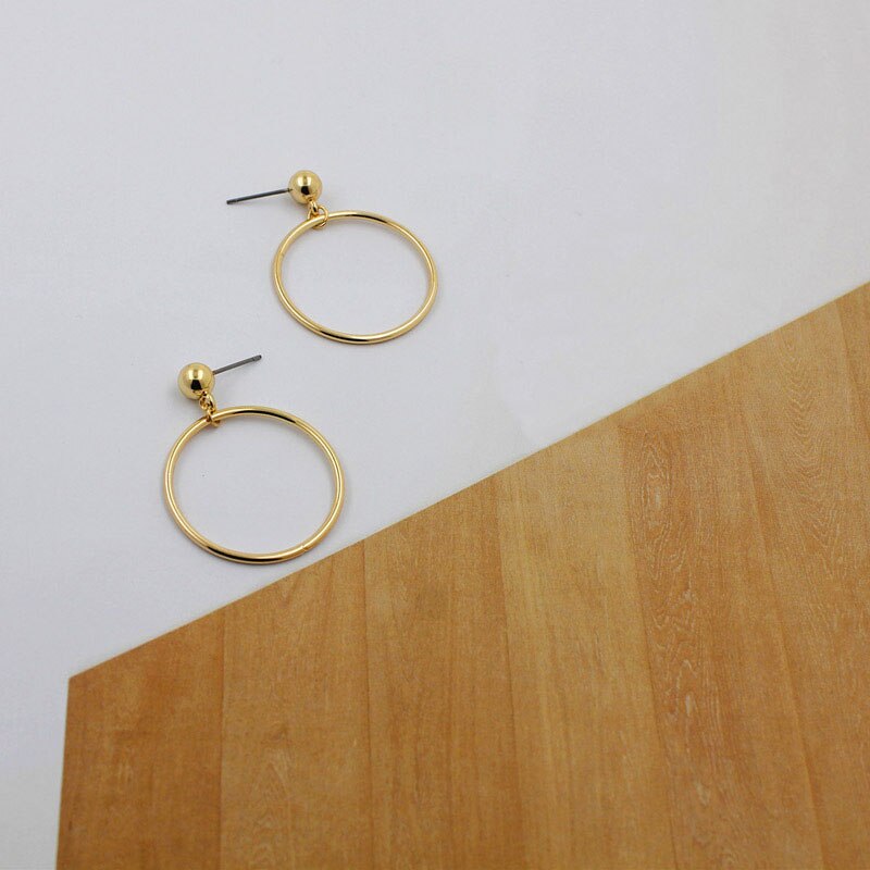 Christmas Gift 2023 New Fashion Jewelry Punk Style Gold & Sliver Colors Geometric Round Circle Stud Earrings Best Gift for Women Girl Wholesale