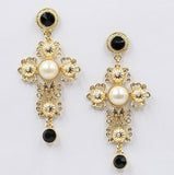 AVEURI  Vintage Boho Crystal Cross Drop Earrings For Women Baroque Bohemian Large Long Earrings Jewelry Brincos