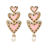 AVEURI  Ethnic Statement Earrings Jewelry Heart Crystal Dangle Brincos Big Black Boho Earrings For Women