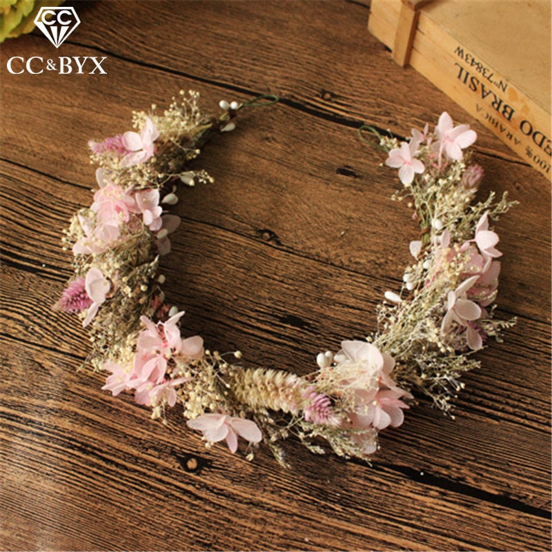 Christmas Gift Wedding Jewelry Hairbands Tiaras And Crowns Garland Engagement Hair Accessories For Bride Sweet Yarn Flower Shape DIY mq031