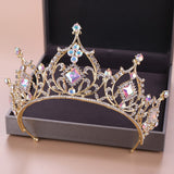 Christmas Gift Baroque Crystal Tiara Crown Bride Hair Accessories Colorful Crystal Crown Bride's Tiaras Wedding Headpiece Princess Queen Diadem