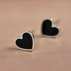 Christmas Gift Engagement Enamel Heart Stud Earrings for Women Wedding