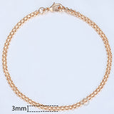 Aveuri Graduation gifts Bracelet For Women 2mm Marina Stick Bead 585 Rose Gold Chain & Link Bracelet Elegant Simple Jewelry Gift 20cm