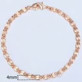 Aveuri Graduation gifts Bracelet For Women 2mm Marina Stick Bead 585 Rose Gold Chain & Link Bracelet Elegant Simple Jewelry Gift 20cm