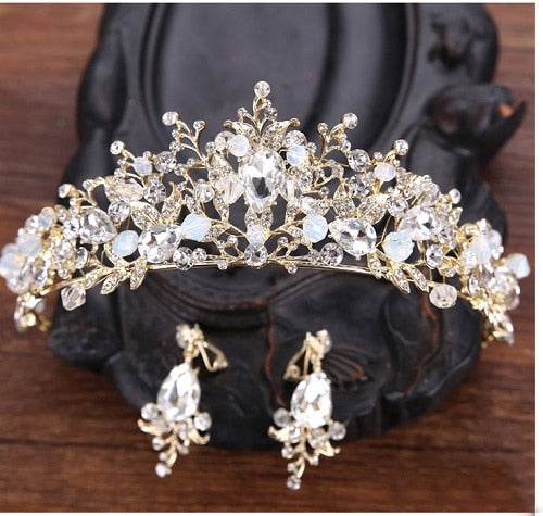 Aveuri Christmas Gift Luxury Silver Color Rhinestone Wedding Tiara Crown Pearl Queen Diadem Bride Crown Headpiece Wedding Hair Accessories Tiara