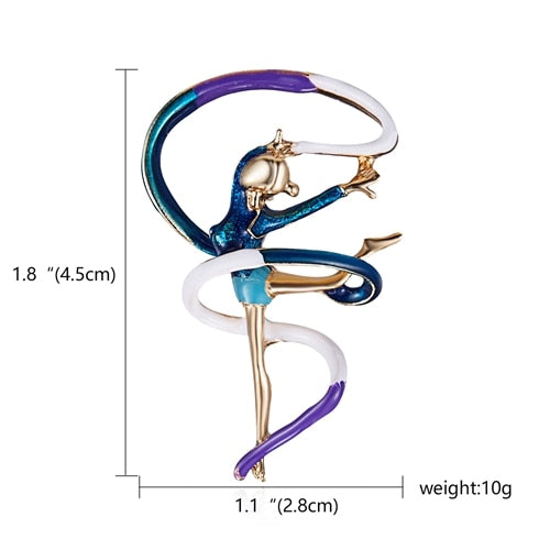 Aveuri Gymnastics Girl Flower Dancer Crystal Brooches for Women Cute Pin Bijouterie High Quality Corsage Fashion Wedding Jewelry