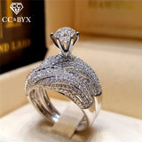 Christmas Gift Couple Rings For Women Round Stone Cubic Zirconia Set Ring Bridal Wedding Engagement Fashion Jewelry Drop Shipping CC2205