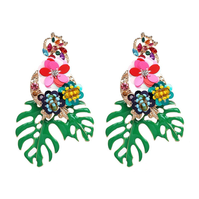 AVEURI  Fashion Jewelry Leaves Drop Earrings For Women Multicolored Dangle Earrings Accessories Brincos