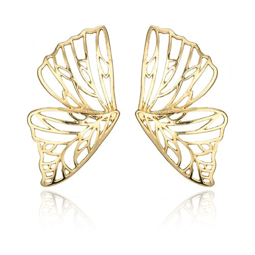 Aveuri Punk Hollow Butterfly Drop Earrings Gold Silver Color Alloy Dangle Earring Piercing Brincos for Women Jewelry 6218