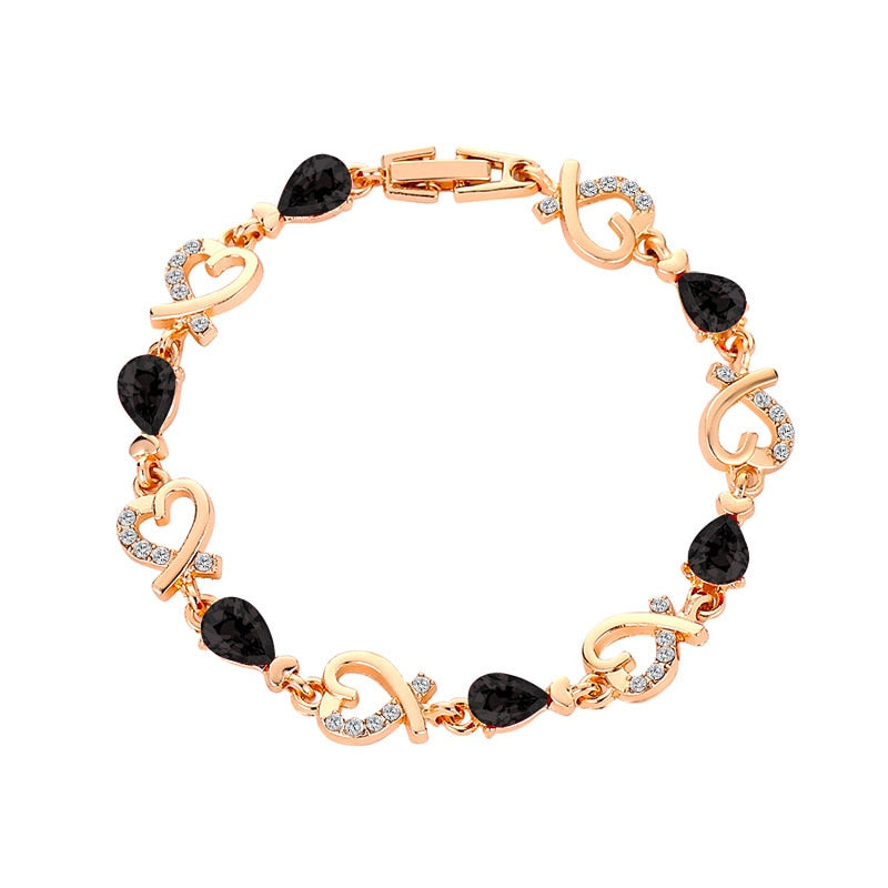 Christmas Gift New 5 Colors Beautiful Bracelet for Women Colorful Austrian Crystal Fashion Heart Chain Bracelet For Female Gifts Wholesale 2023