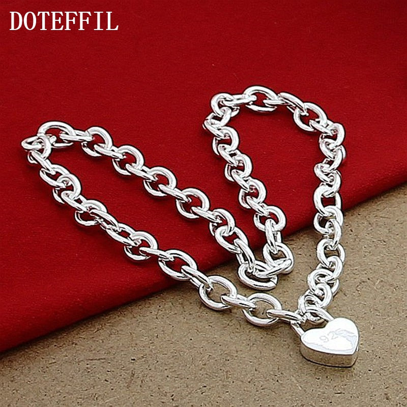 Aveuri Alloy Heart Lock Pendant Necklace 18 Inch Chain For Women Wedding Engagement Fashion Jewelry