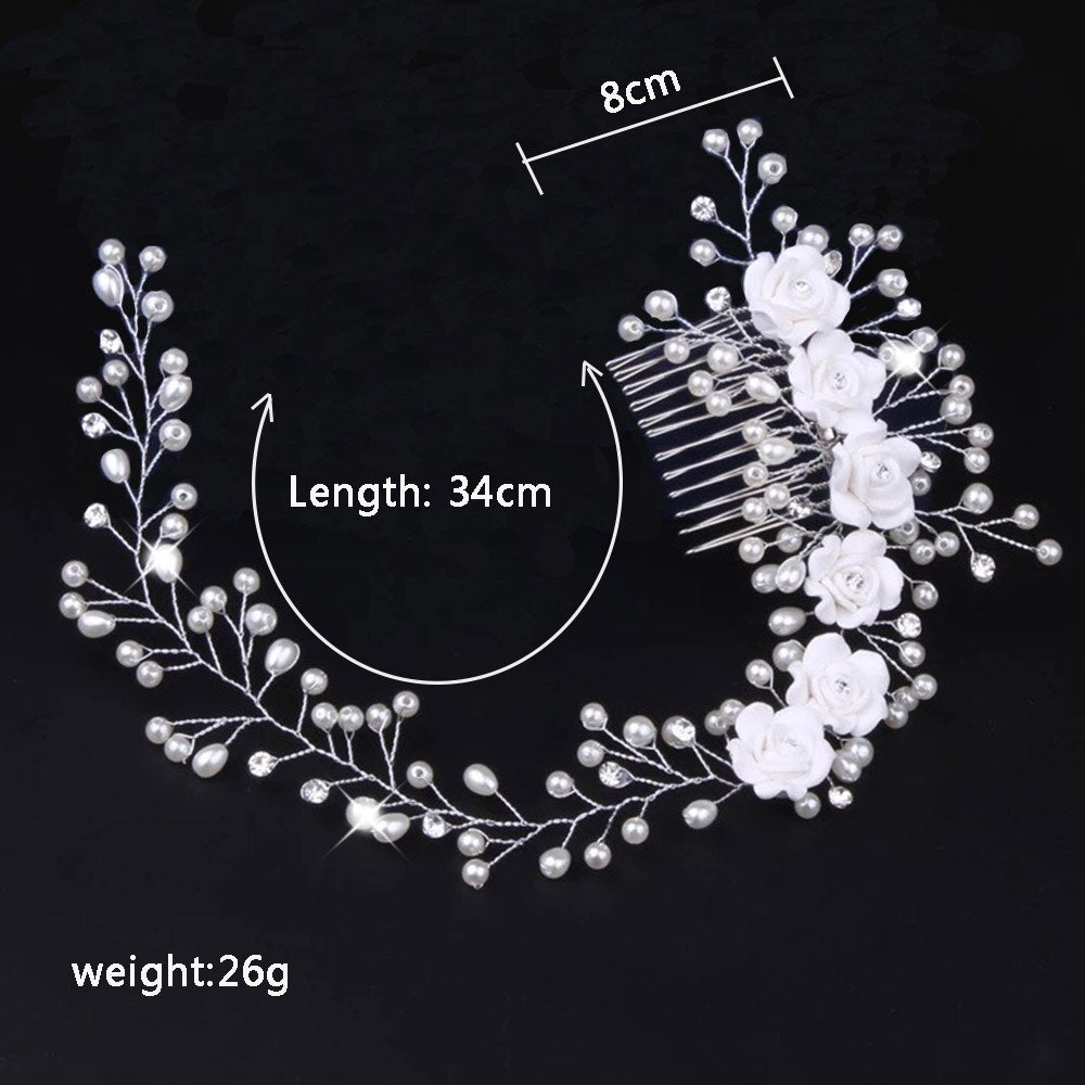 Graduation Gift Fashion Crystal Wedding Hair Accessories Handmade Floral Women Headband Pearl Headpiece Bridal Crown Hair Jewelry