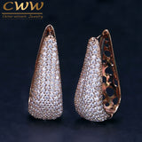 Christmas Gift Full Micro Pave Zirconia Stone Gorgeous Rose Gold Color CZ Crystal Women Long Big Hoop Earrings  CZ032
