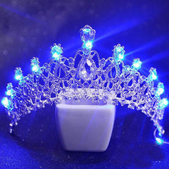 Aveuri Wedding Crown Tiaras Bridal Pearl Headband Tiaras And Crowns LED Light Crown Bride Headpiece Wedding Hair Accessories Diadema