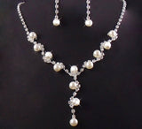 Wedding Jewelry Sets Crystal Flower Bridal Jewelry Set For Women Heart Charm Choker Necklace Earring Imitation Pearl