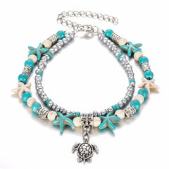 Aveuri vintage shell beads starfish anklet ladies new multi-layer bracelet legs ankle handmade bohemian jewelry sandals gifts