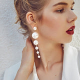 Christmas Gift Hot Trendy Elegant Created Big Simulated Pearl Long Earrings Pearls String Statement Drop Earrings For Wedding Party Gift 2023