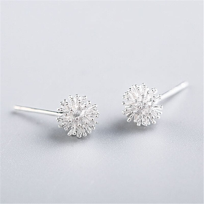 Christmas Gift Fashion Silver Color Women's Jewelry Fashion Tiny 7mmX7mm Dandelion Stud Earrings For Girls Kid brincos eh255