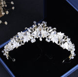Baroque Vintage Gold Crystal Leaf Pearl Costume Jewelry Sets Rhinestone Choker Necklace Earrings Tiara Crown Wedding Jewelry Set