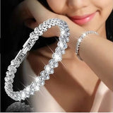 AVEURi 2023 Exquisite Luxury Roman Crystal Bracelet For Women Wedding Gift Korean Rose Gold Silver Color Chain Bracelets Jewelry