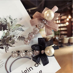 New high-end boutique hair accessories Korean version of the hand-studded super flashing bow duckbill clip hairpin hairpin women