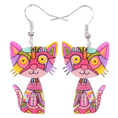 Christmas Gift Bonsny Drop Cat Acrylic Earrings Big Long Dangle Earring 2023 Fashion Jewelry For Women Girl New Style Cute Animal Accessories