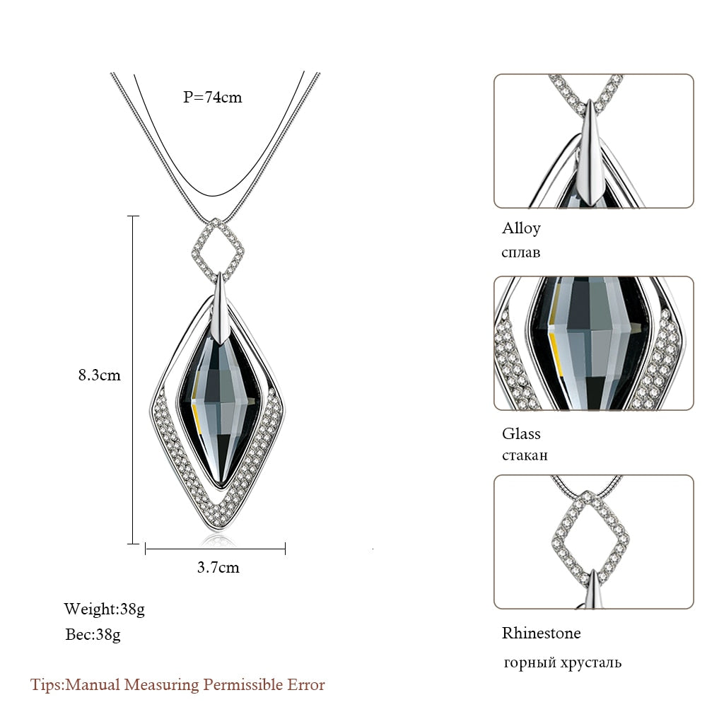 Meyfflin Long Necklaces & Pendants for Women Collier Femme Geometric Statement Colar Maxi Fashion Crystal Jewelry Bijoux 2023