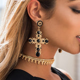AVEURI  New Arrival Fashion Women Big Vintage Statement Earrings For Women Baroque Bohemian Cross Earring