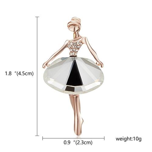 Aveuri Gymnastics Girl Flower Dancer Crystal Brooches for Women Cute Pin Bijouterie High Quality Corsage Fashion Wedding Jewelry