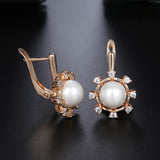 Aveuri accessories prom accessories Aveuri Graduation gifts Clear Cubic Zirconia Pearl Earrings For Women Girls 585 Rose Gold Stud Earrings Geometric Pendant Fashion Jewelry Gifts KGE143