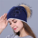 Christmas Gift women's winter hat Rabbit fur wool knitted hat the female of the mink hats for women beanies