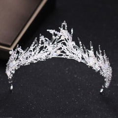 Aveuri Christmas Gift Luxury Silver Color Rhinestone Wedding Tiara Crown Pearl Queen Diadem Bride Crown Headpiece Wedding Hair Accessories Tiara