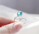 Christmas Gift alloy Blue Mermaid Bubble Open Rings For Women Wedding Birthday Creative Fashion Jewelry jz137