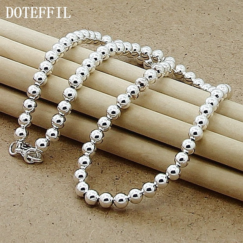 Aveuri  alloy 6mm Smooth Beads Ball Chain Necklace For Women Trendy Wedding Engagement Jewelry Free Shipping