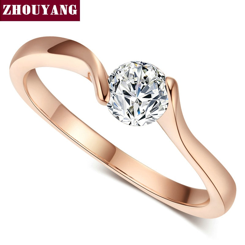 Aveuri Wedding Ring For Women Concise 4mm Round Cut Cubic Zirconia Rose  Gold-color Engagement Fashion Jewelry ZYR239 ZYR422