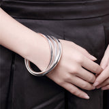 Aveuri Alloy Bracelet Bangles Women Three Lines Smooth High Quality Solid Bracelet Bangles Fashion Jewelry