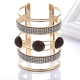AVEURi 2023 Fashion Resin Wide Cuff Bangles Women Vintage Crystal Bracelet Smooth Wide Opening Adjustable Bangle New