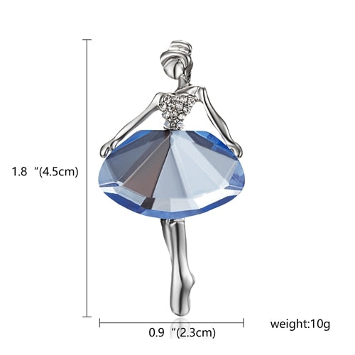 Aveuri Gymnastics Girl Flower Dancer Crystal Brooches for Women Cute Pin Bijouterie High Quality Corsage Fashion Wedding Jewelry