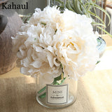 Aveuri 5pcs white artificial silk peony big flowers head for wedding decoration fake flowers bouquet for home decorative faux flower