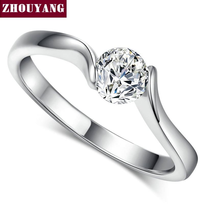 Aveuri Wedding Ring For Women Concise 4mm Round Cut Cubic Zirconia Rose  Gold-color Engagement Fashion Jewelry ZYR239 ZYR422
