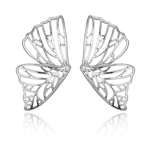 Aveuri Punk Hollow Butterfly Drop Earrings Gold Silver Color Alloy Dangle Earring Piercing Brincos for Women Jewelry 6218