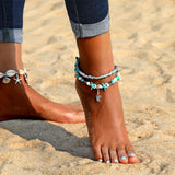 Aveuri vintage shell beads starfish anklet ladies new multi-layer bracelet legs ankle handmade bohemian jewelry sandals gifts